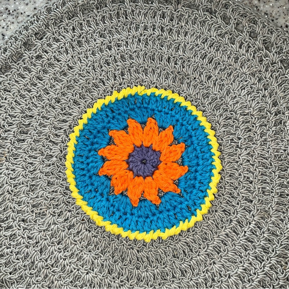 Handmade Crochet Coaster set Boho Festive colorful Mexicana style Flower Mug Rug - Picture 5 of 7